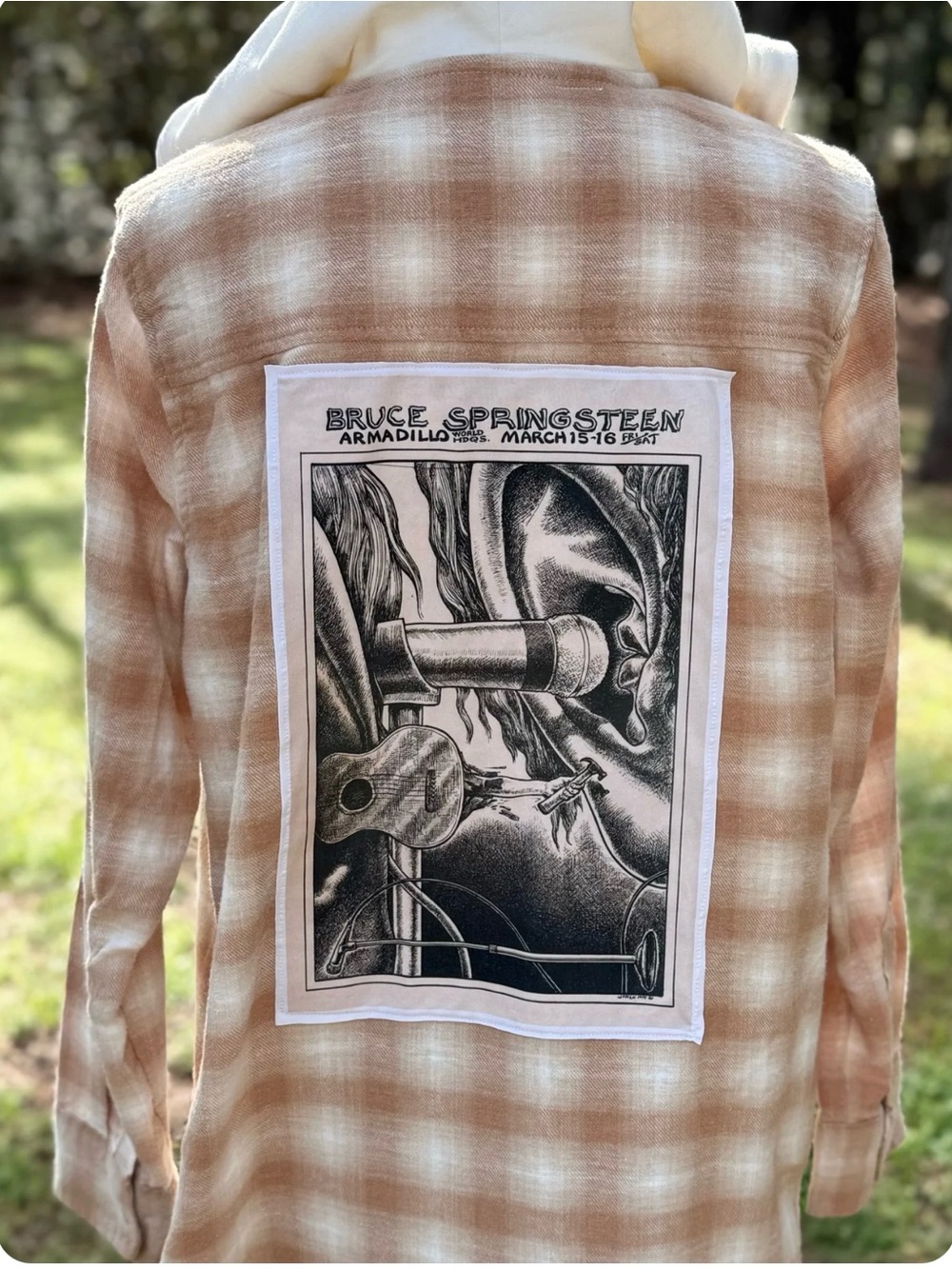 Upcycled Bruce Springsteen Plaid women’s shirt